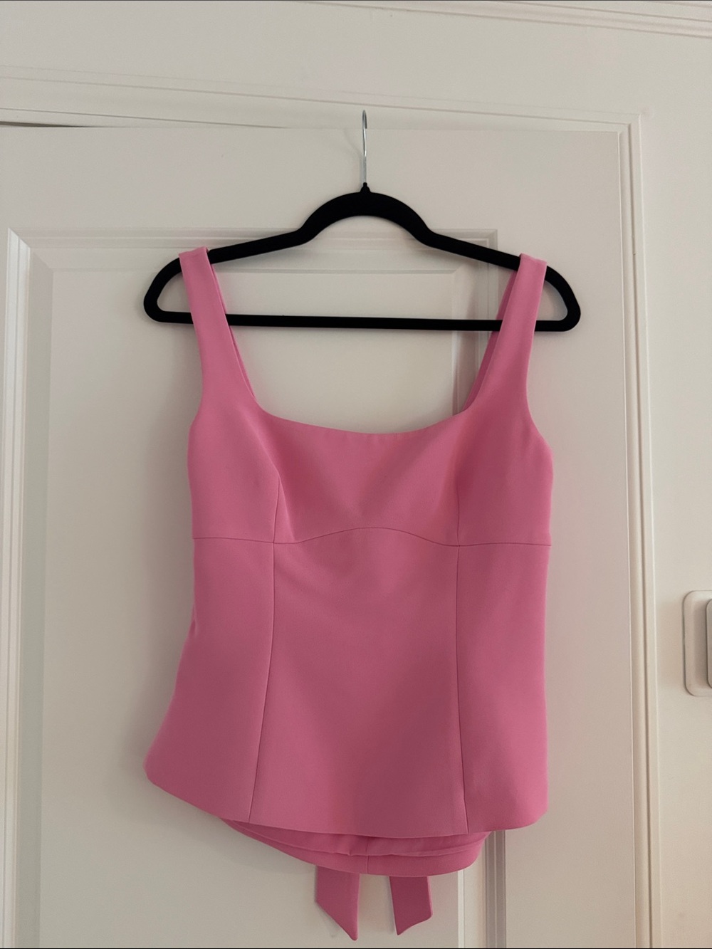 Pink Square-Neck Bow Back Top